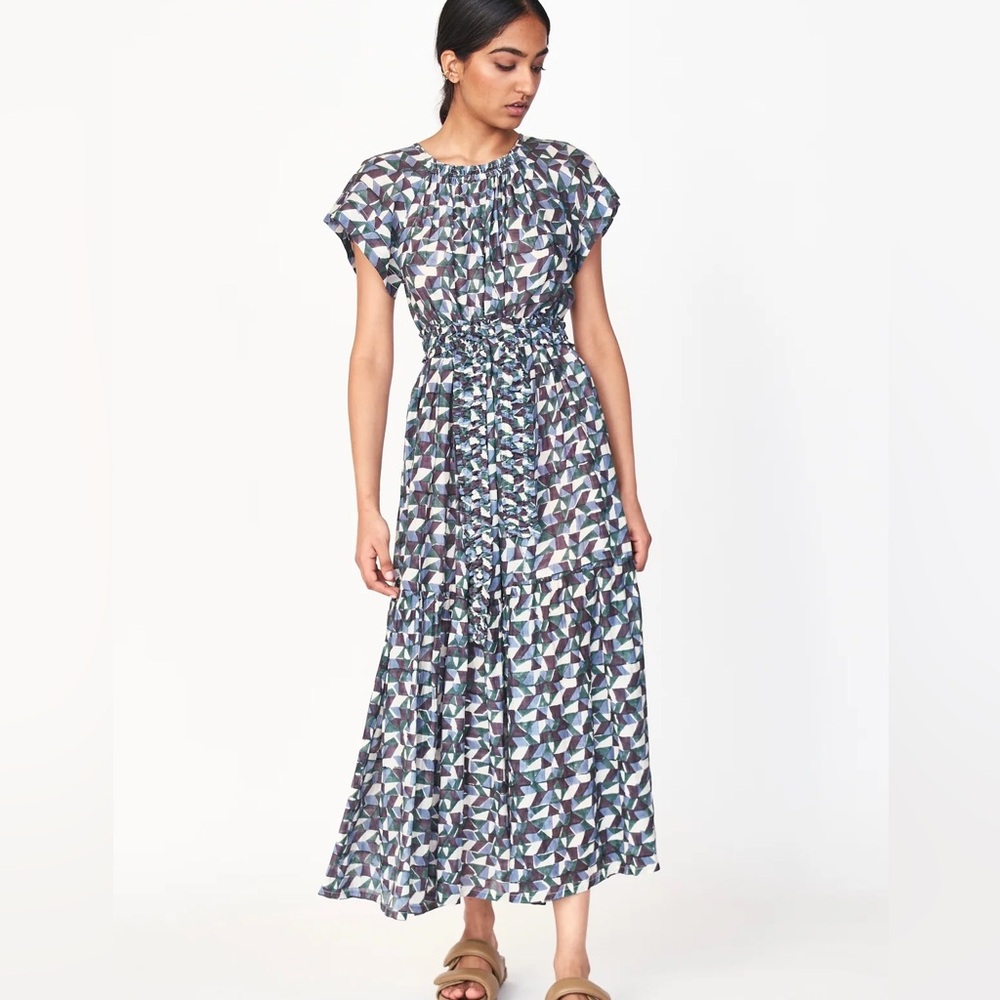 Mirth Caftans VIENNA MAXI DRESS IN SEAGLASS IN AEGEAN size Medium EUC